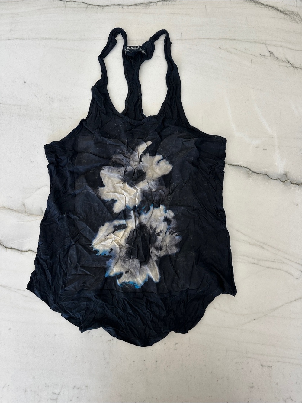 AllSaints Black Tie-Dye Racerback Tank